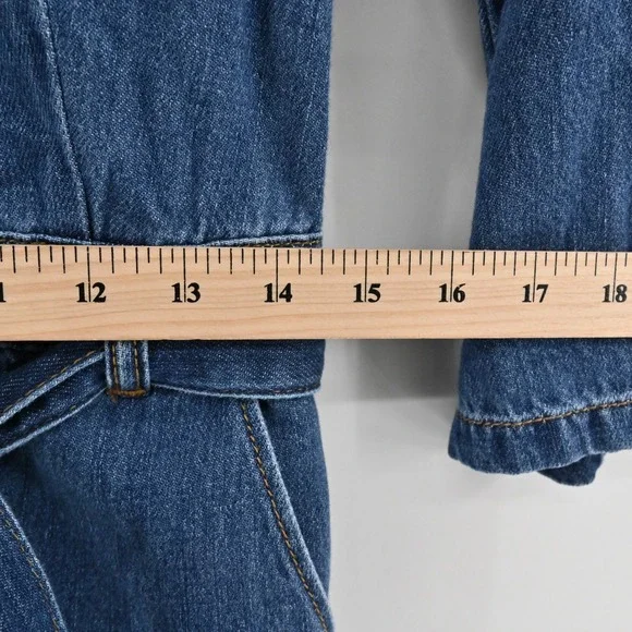 Free People Green River One-Piece Size 2 Denim Romper Boho Western Zip Up Belted - Picture 6 of 14